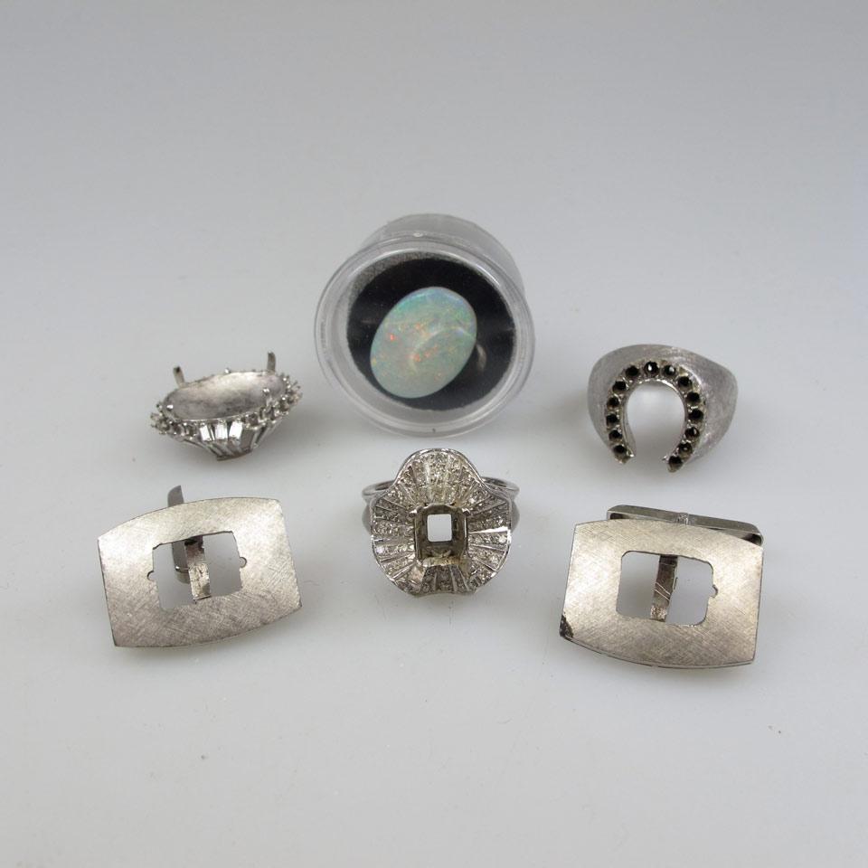 Silver And Low Grade Gold Ring Mounts And Cufflinks