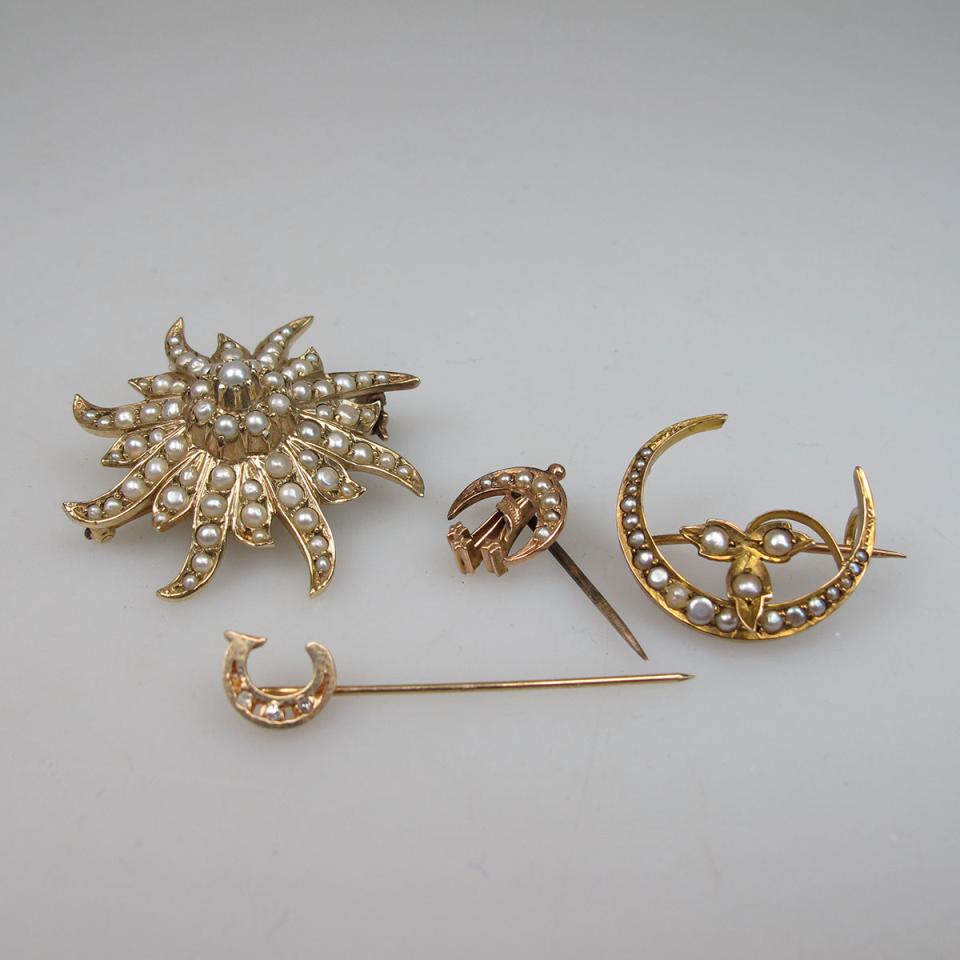 Four Yellow Gold Pins