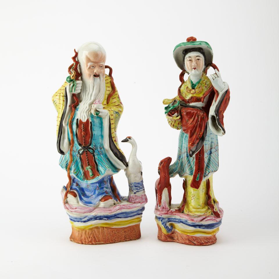 Two Famille Rose Figures