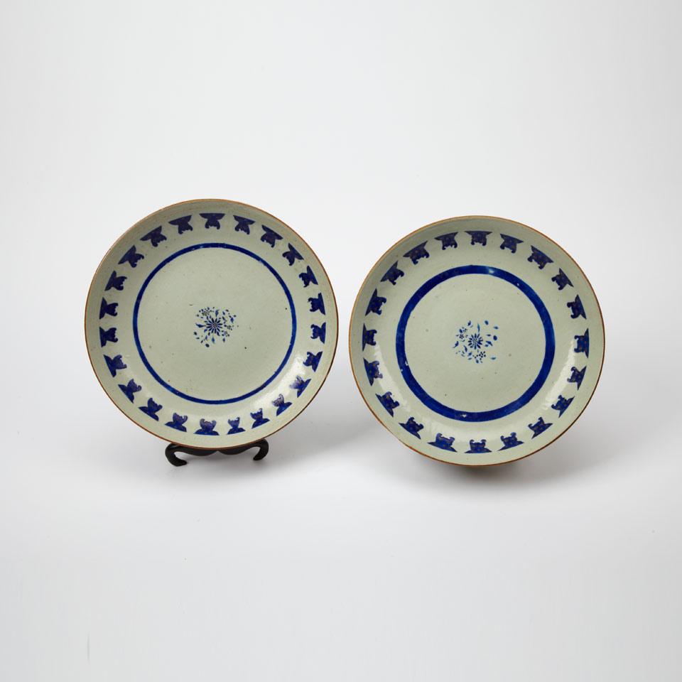 Pair of Export Blue and White Plates, 18th/19th Century