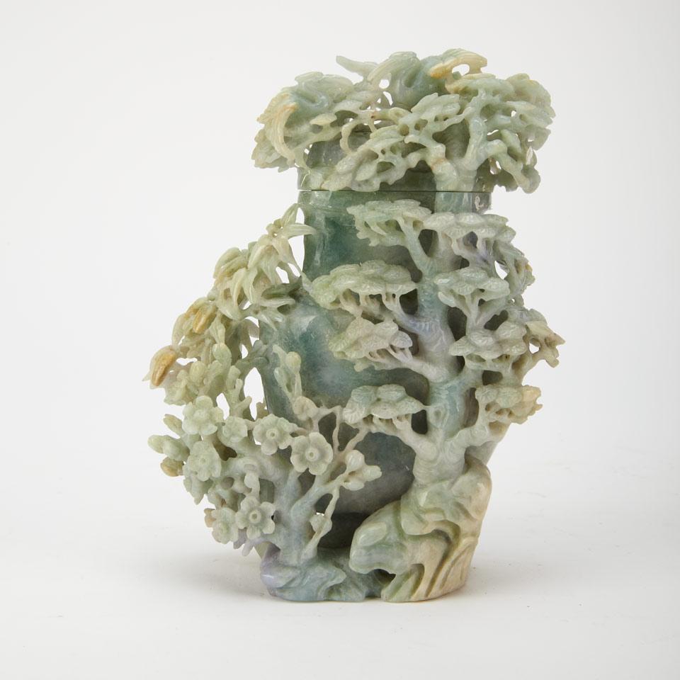 Emerald Jadeite Vase and Cover