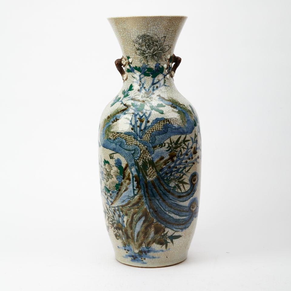 Large Crackle Glazed ‘Phoenix’ Baluster Vase 