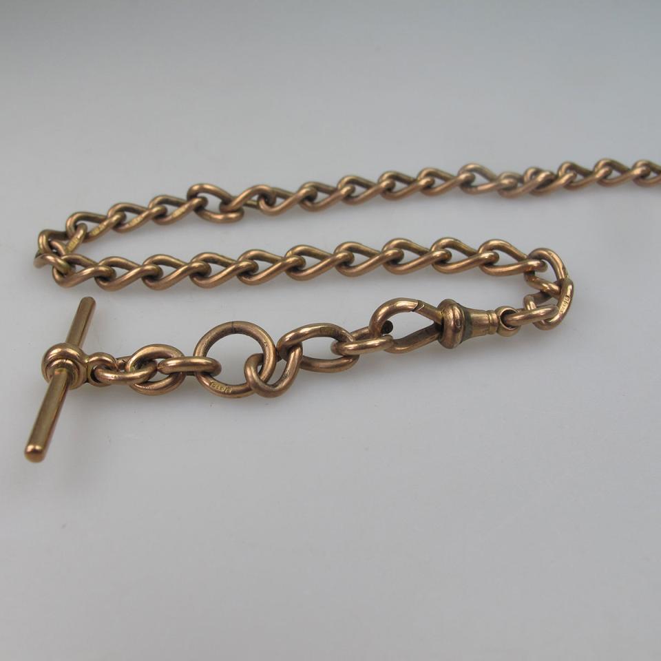 English 9k Rose Gold Curb Link Watch Chain 