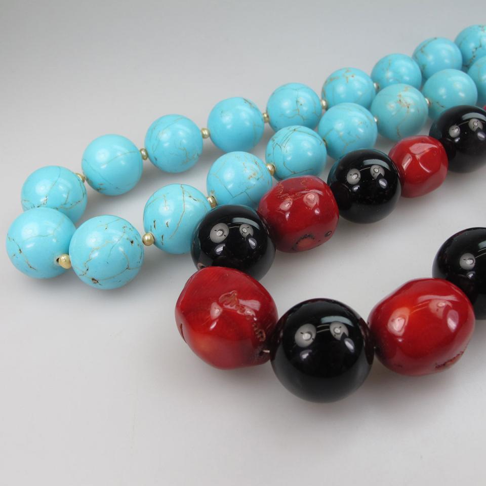 Jaleh Pour Single Strand Turquoise Bead Necklace 