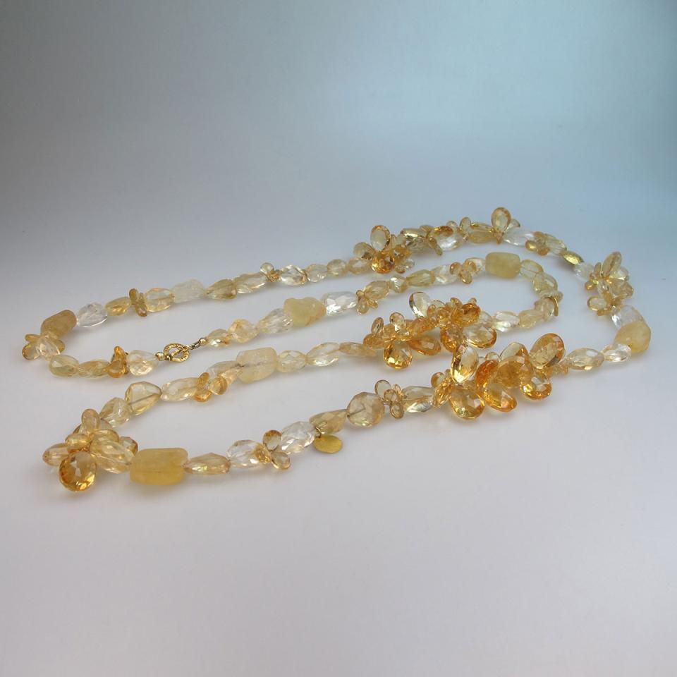Jaleh Pour Citrine Necklace with 18k yellow gold spacers and clasp
