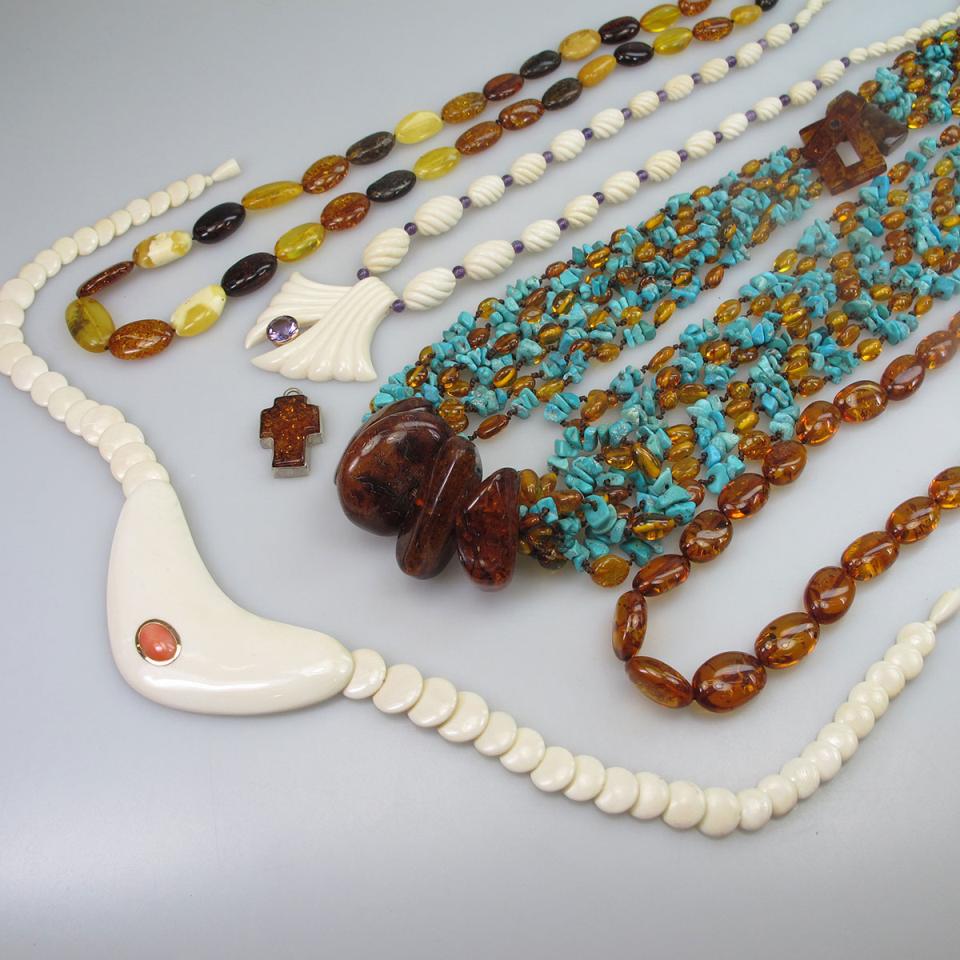 Quantity Of Amber, Ivory And Turquoise Jewellery