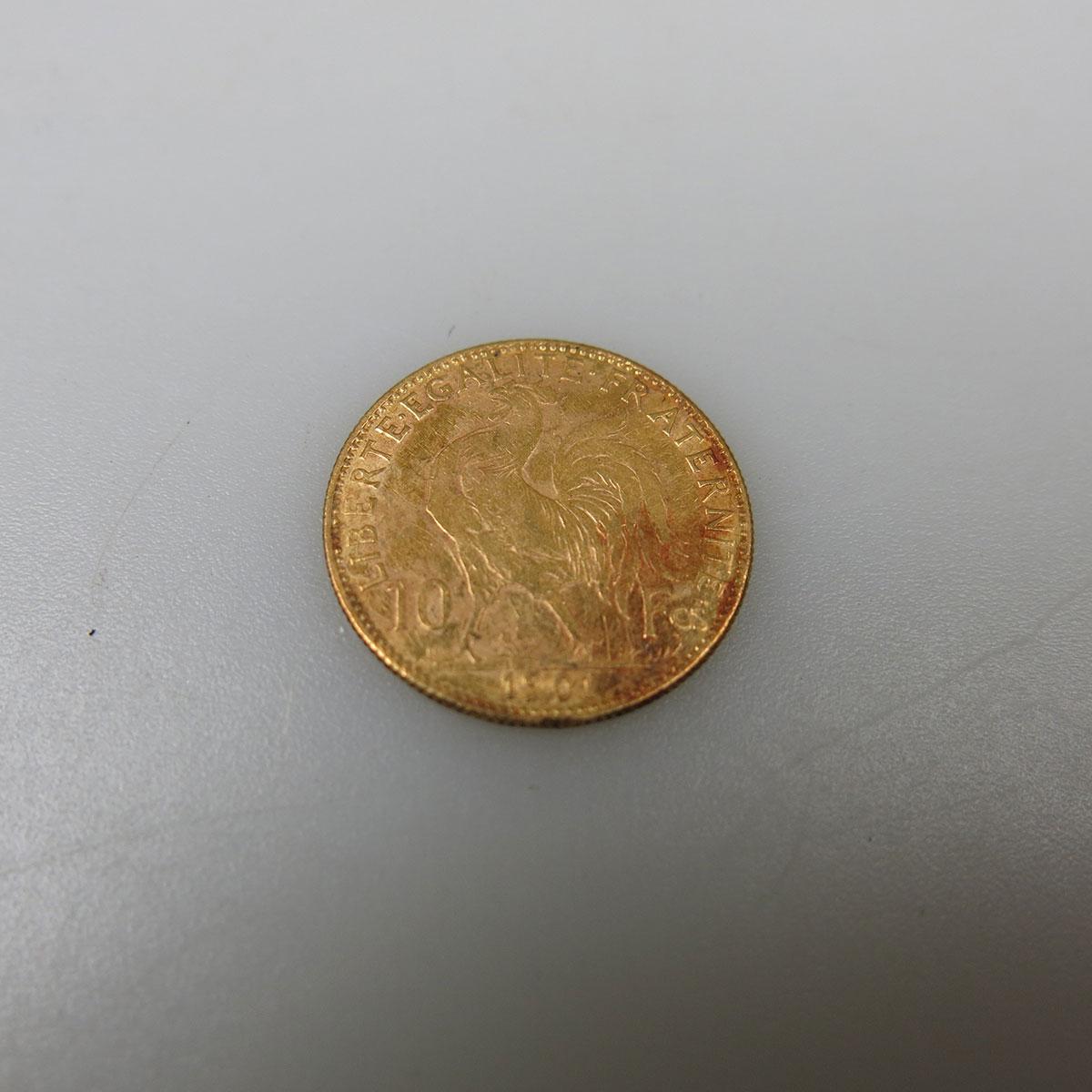 French 1901 10 Franc Gold Coin