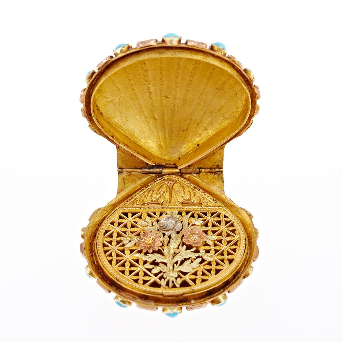 19th Century 18k Yellow And Rose Gold Vinaigrette Pendant