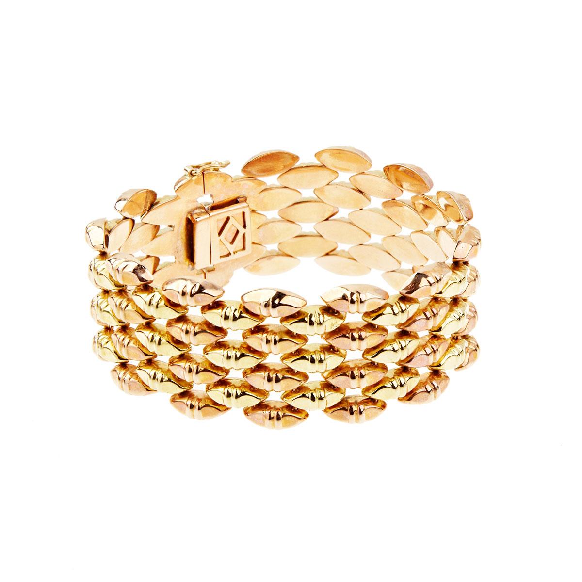 18k Yellow And Rose Gold Strap Bracelet