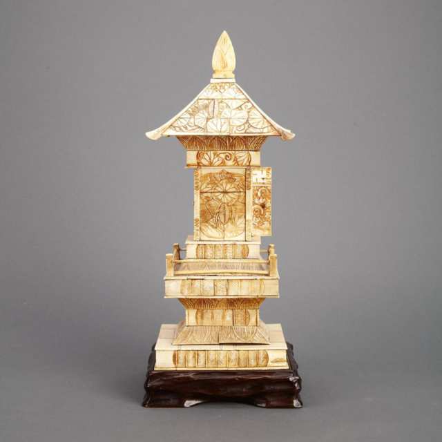 Bone Carved Model of a Shrine, Early 20th Century