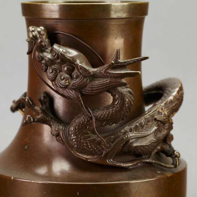 Bronze Dragon Tripod Vase, Early 20th Century
