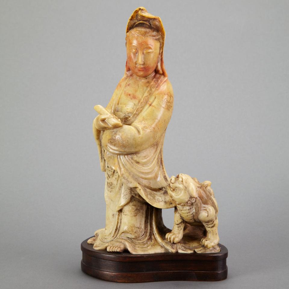 Soapstone Carving of Guanyin, Late Qing Dynasty