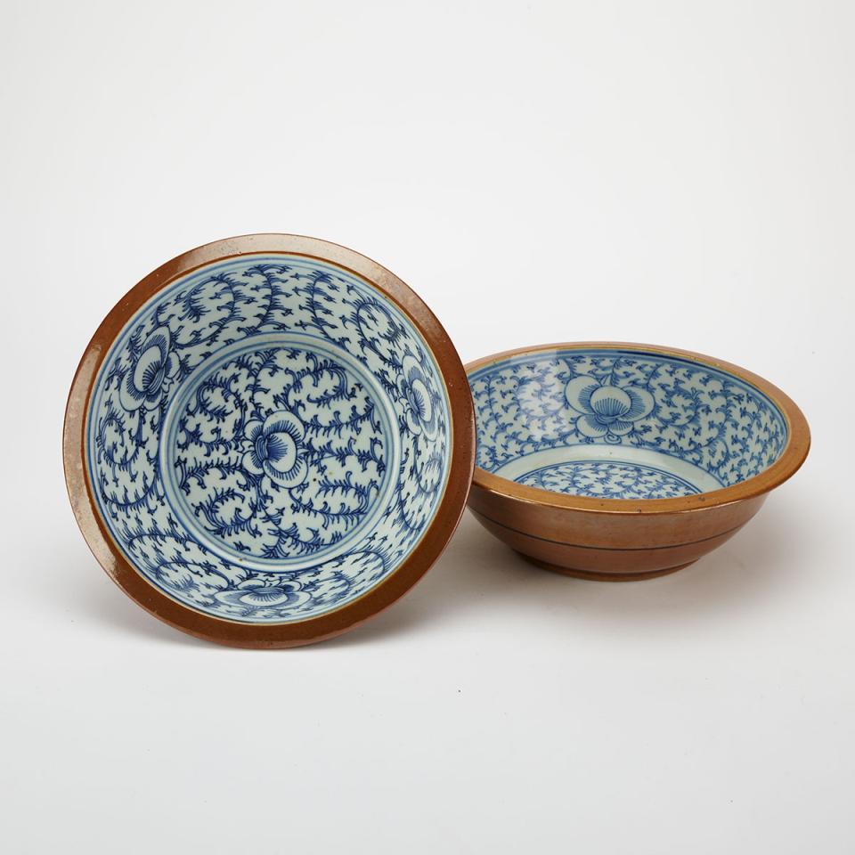 Pair of Blue and White Basins, 19th Century
