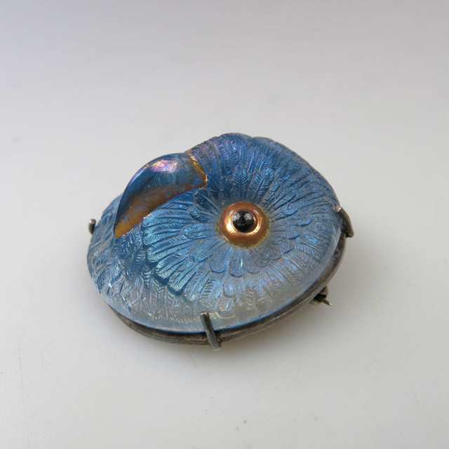 Iridescent Moulded Glass Circular Brooch