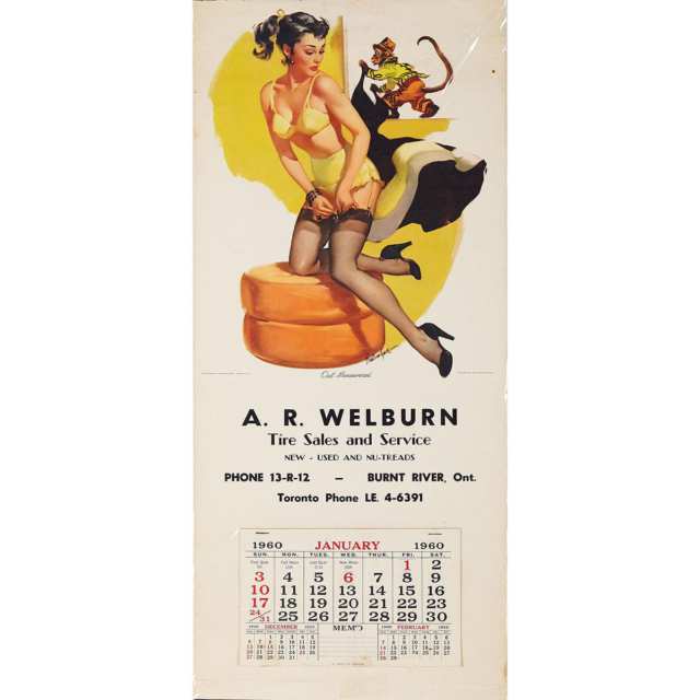 Miscelaneous Group of Nine Pin Up Calendars, 1940’s-1960’s