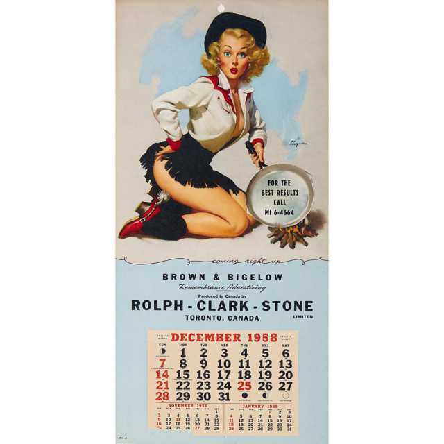 Miscelaneous Group of Nine Pin Up Calendars, 1940’s-1960’s