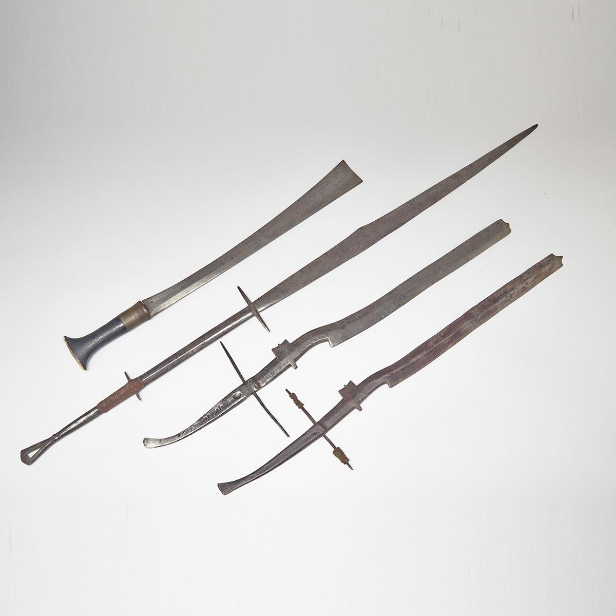 Four South East Asian Dao Swords, 19th 20th century