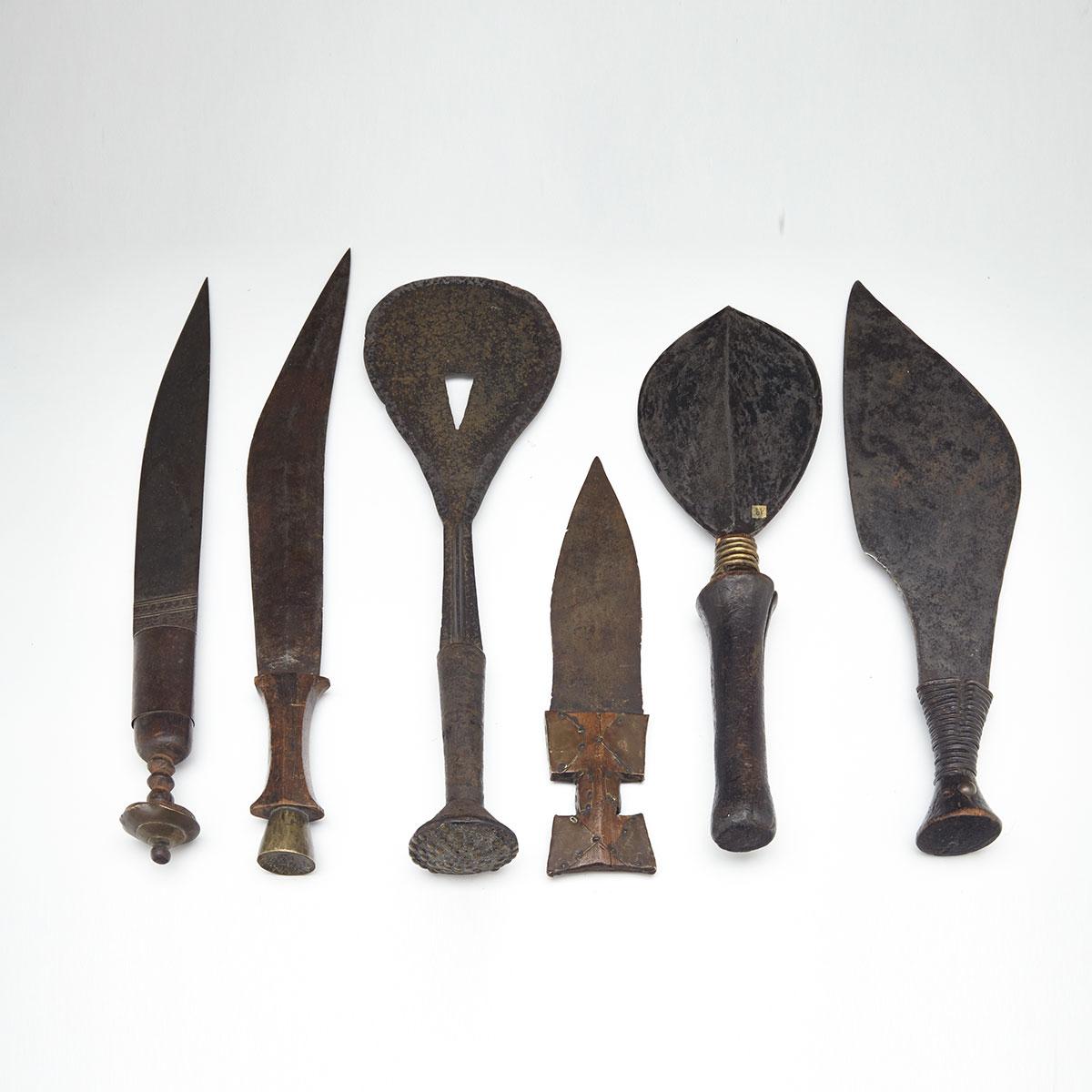 Six African Knives, 19th/20th century