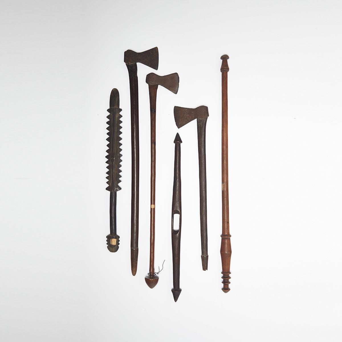 Miscellaneous Group of Six Polynesian Implements, 19th/20th century