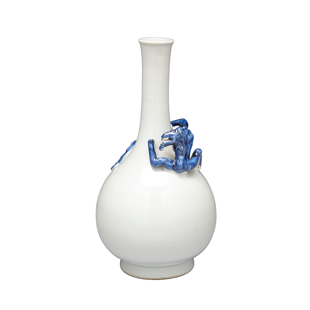 Export Moulded Dragon Bottle Vase, Kangxi Period (1662-1722)