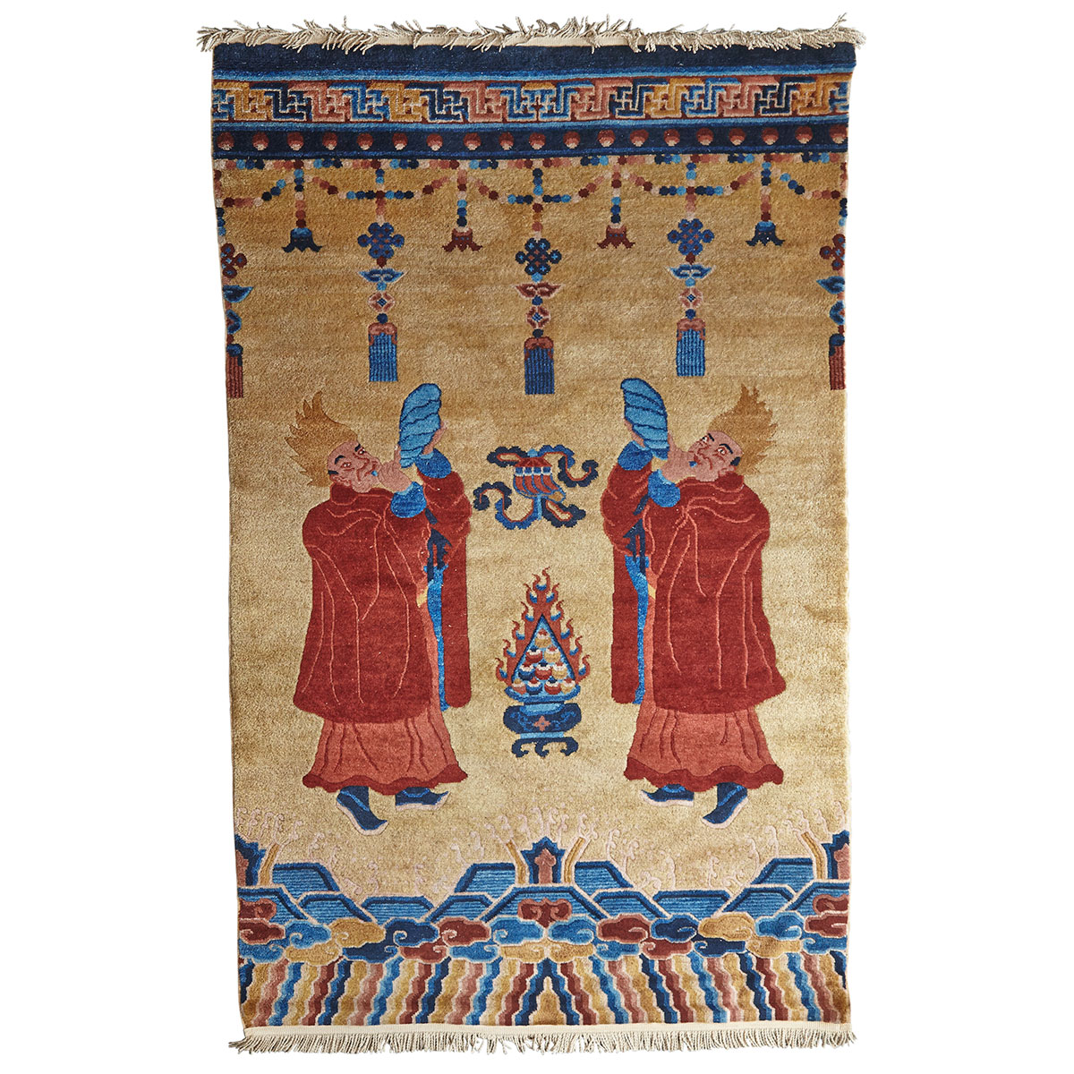 Yellow Ground Peking Carpet, Sino-Tibetan, Early 20th Century