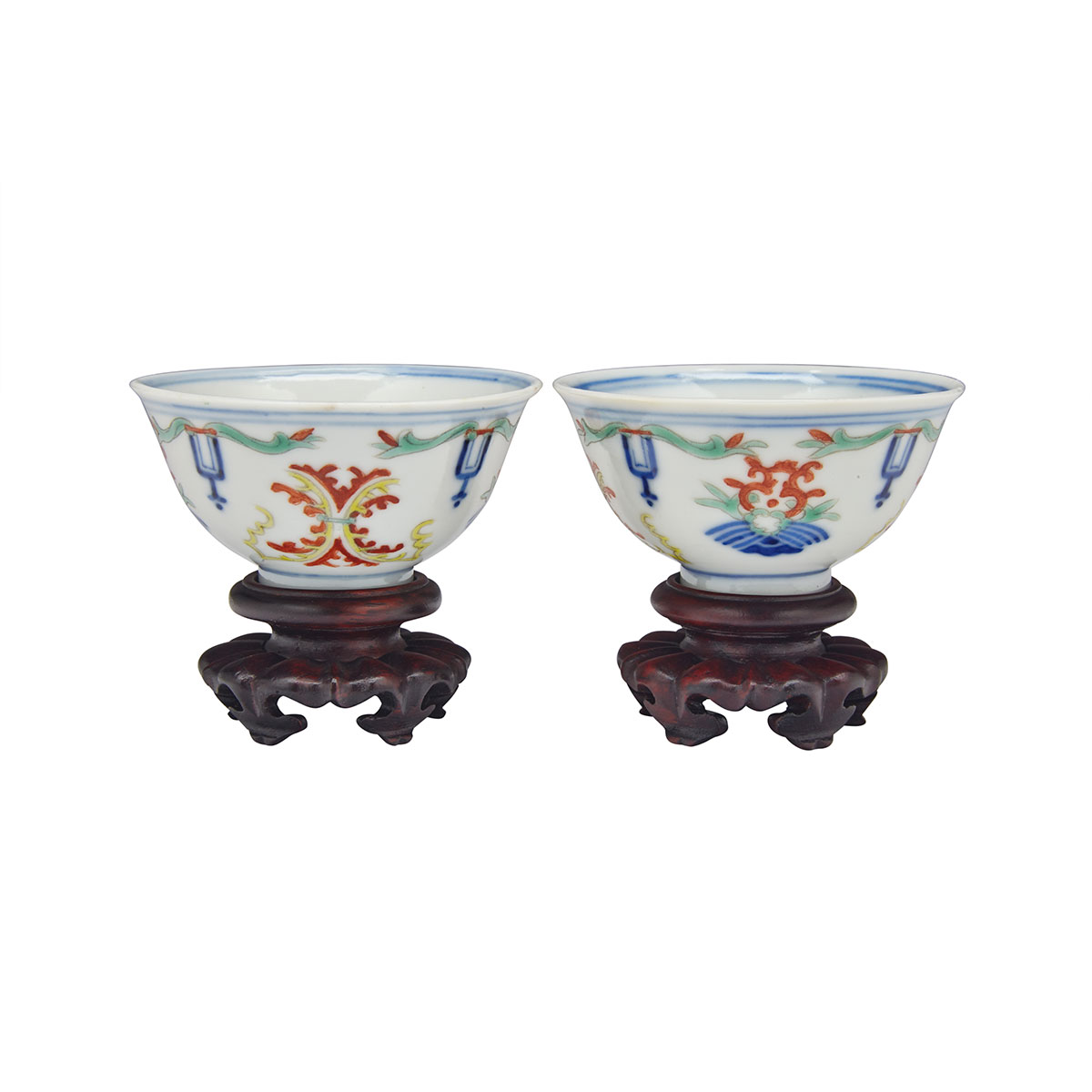 Pair of Famille Rose Wine Cups, Hongxian Mark