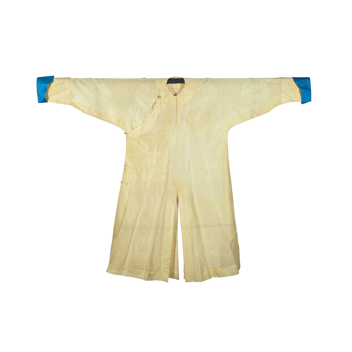 Yellow Ground Silk Damask Gentleman’s Summer Robe, 19th Century