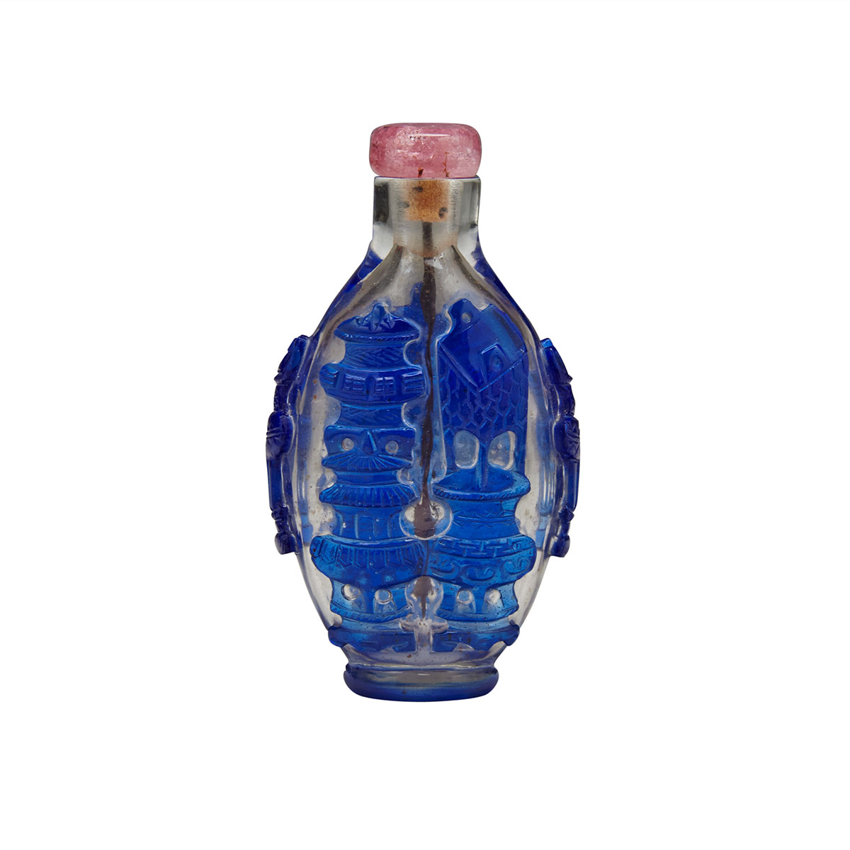 Blue Overlay Glass Snuff Bottle, 18th/19th Century