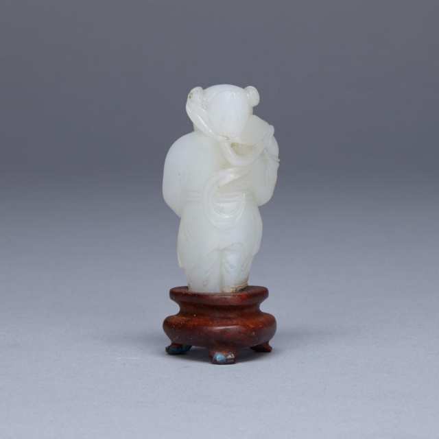 White Jade Miniature Figure of a Boy, 19th Century