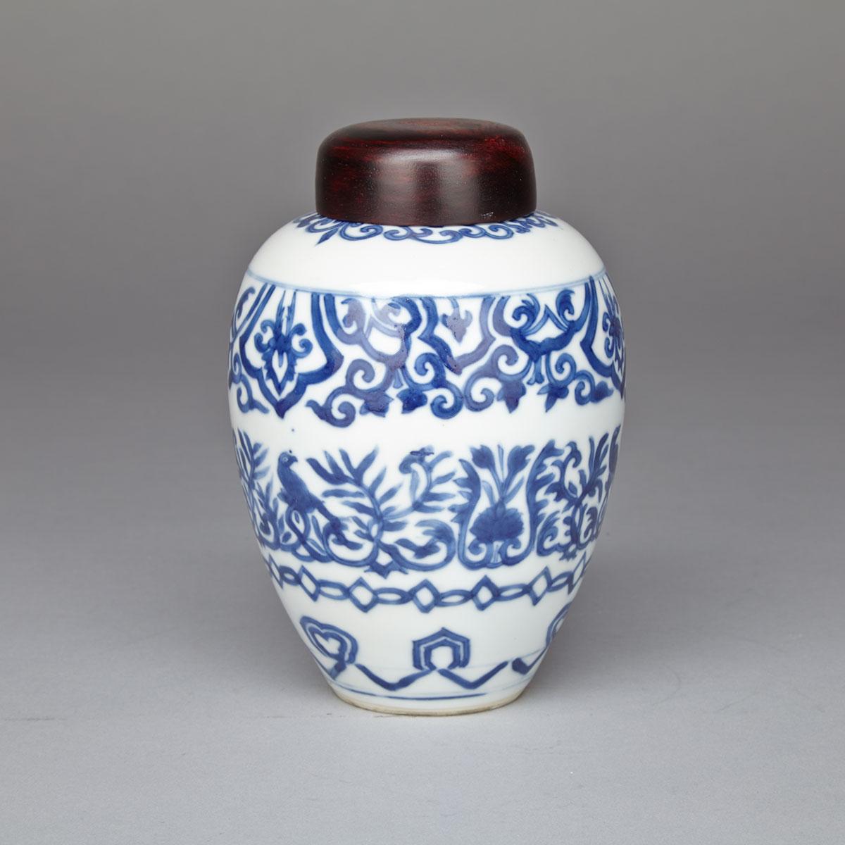 Blue and White Ginger Jar, Kangxi Period (1662-1722) 