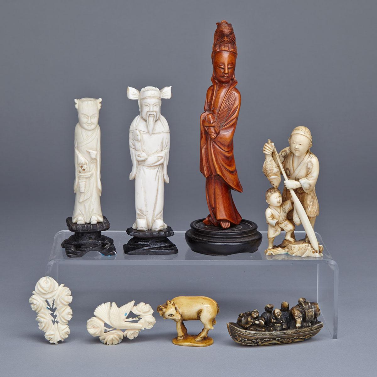 Group of Eight Carvings, China and Japan,  Circa 1880-1920 