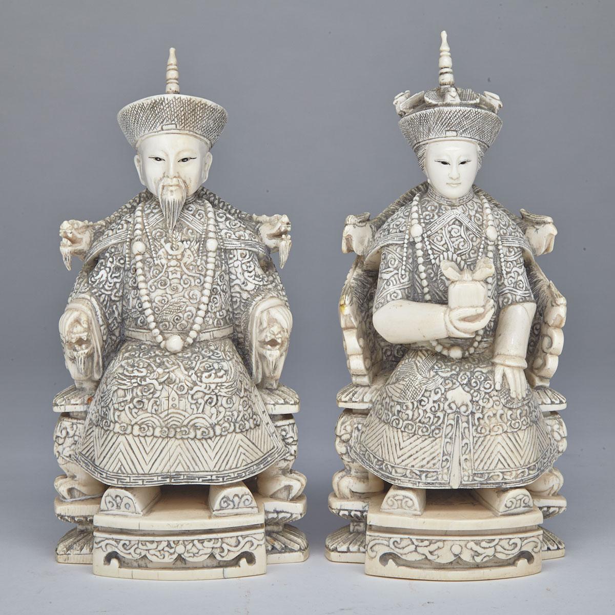 Ivory Carved Figure of a King and Queen, Circa 1940’s