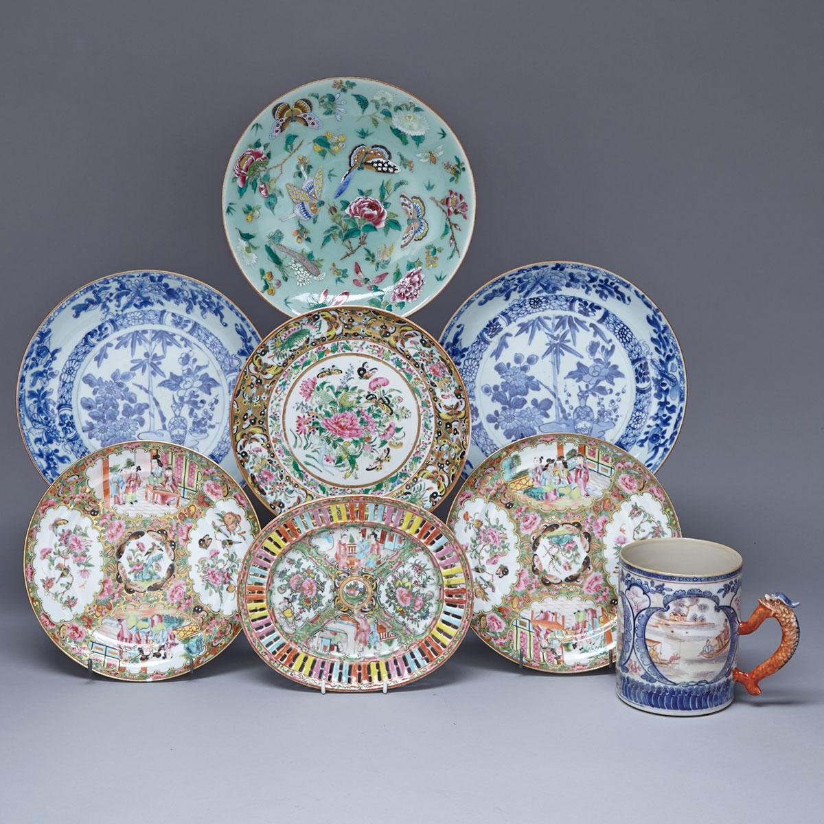 Two Export Blue and White Plates, 18th Century