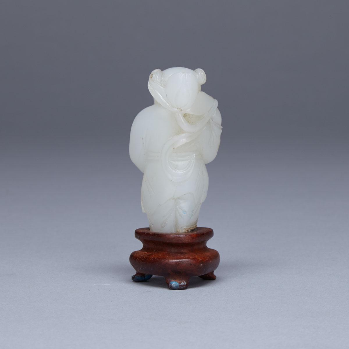 White Jade Miniature Figure of a Boy, 19th Century