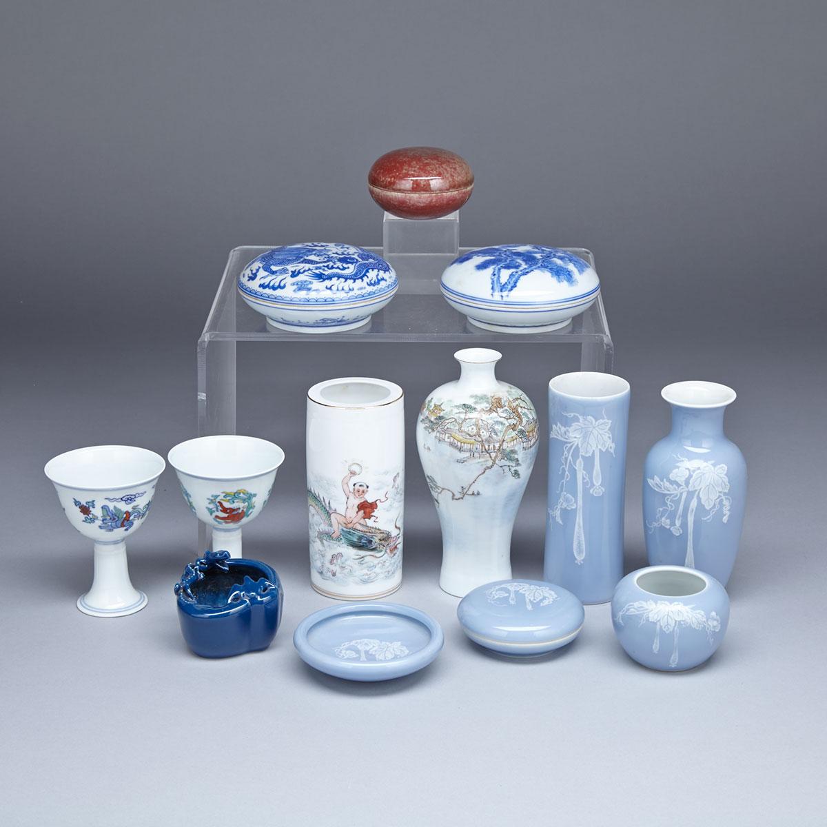 Group of Thirteen Modern Scholar Porcelain Items