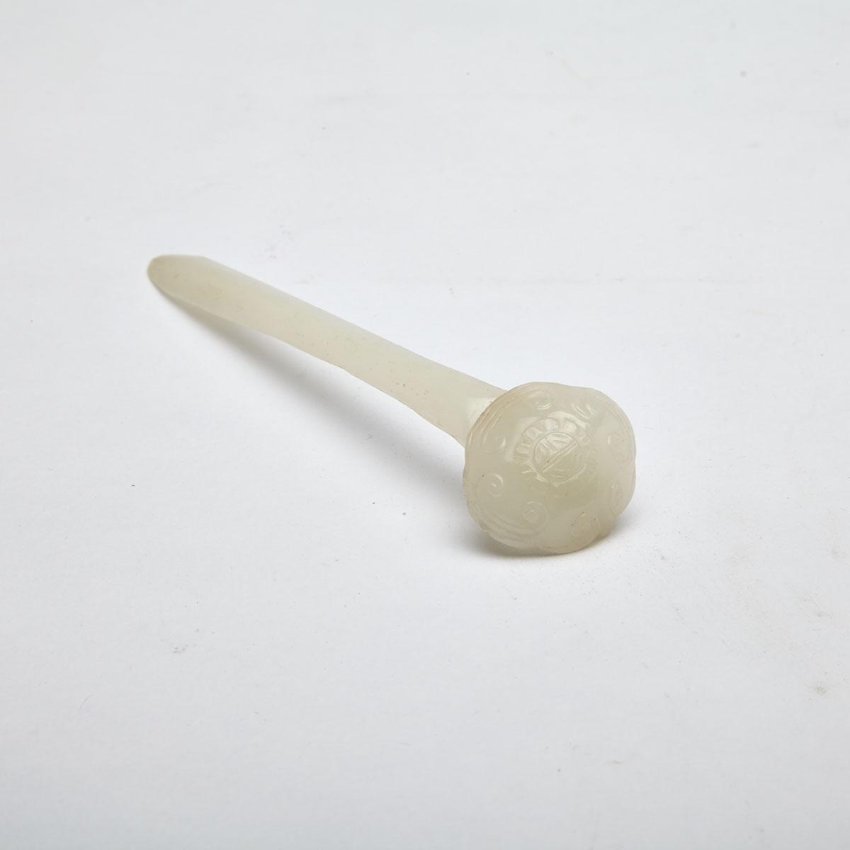 Pale Celadon Jade Hairpin, Late Qing Dynasty