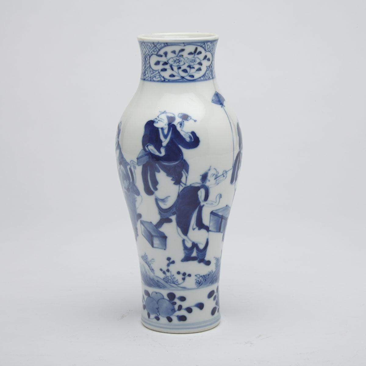 Blue and White Vase, Kangxi Mark, 19th Century