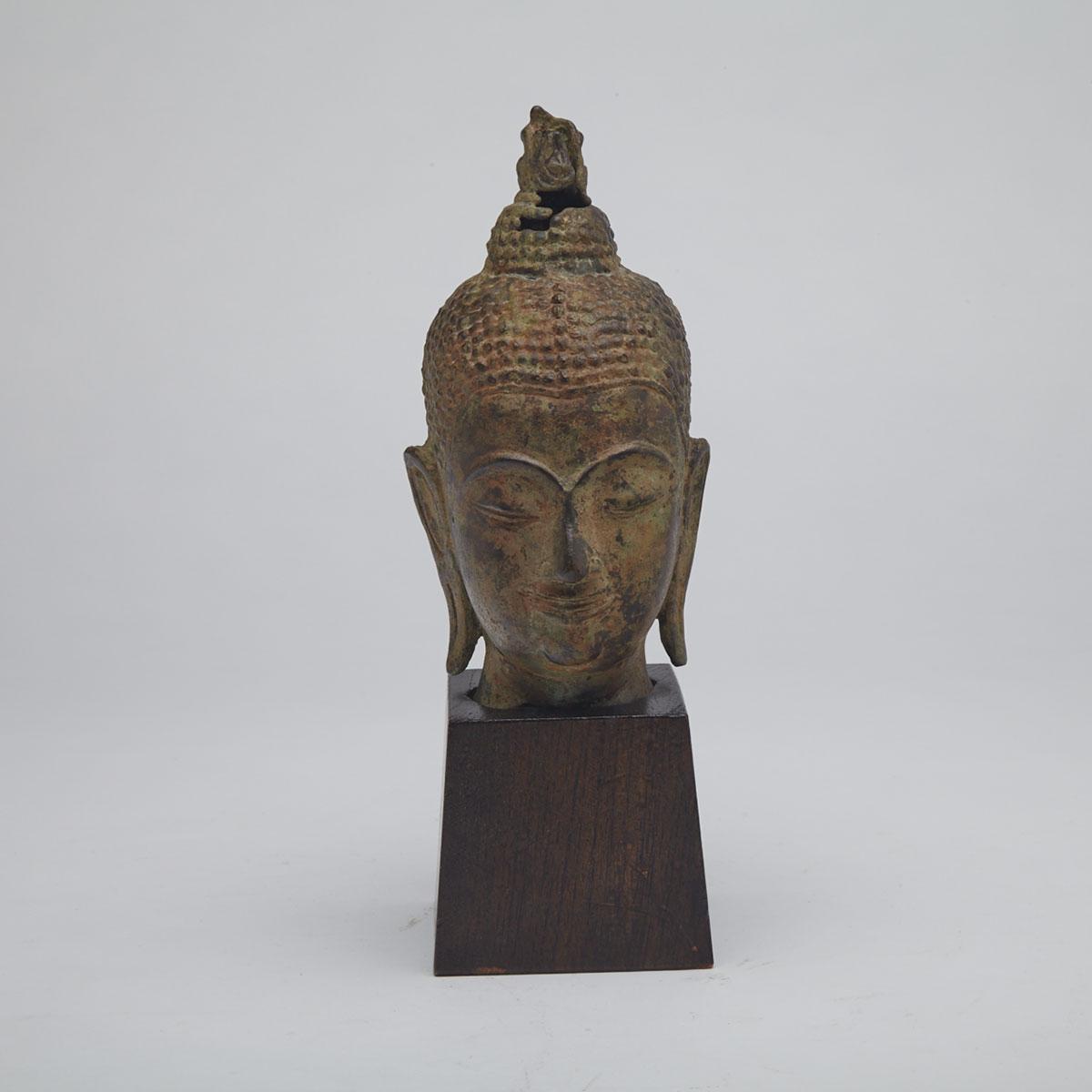 Bronze Buddha Head, Thailand, 18th/19th Century