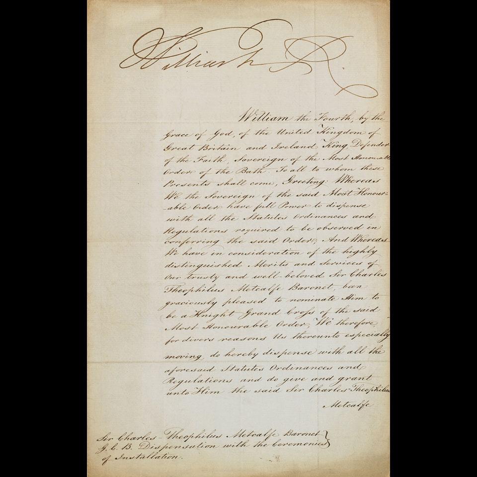 Document Signed by William IV and Lord John Russell, September 12, 1835
