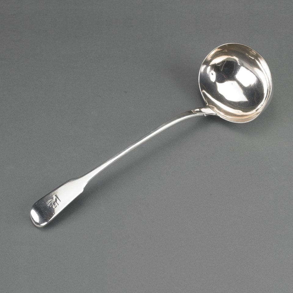 George III Silver Fiddle Pattern Soup Ladle and Serving Spoon, William Chawner, London, 1817