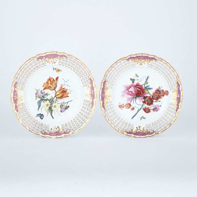 Two Derby Reticulated Plates, c.1825-30