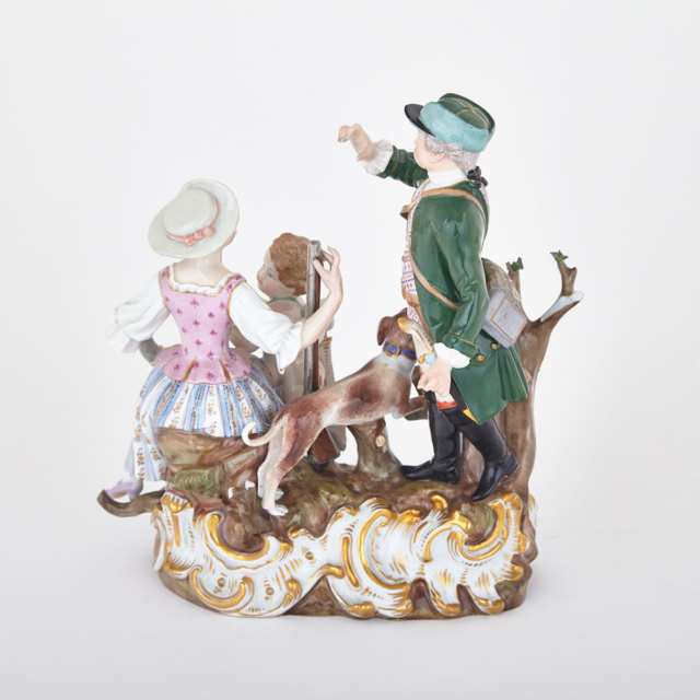 Meissen Figure Group of a Huntsman and Companion, late 19th century