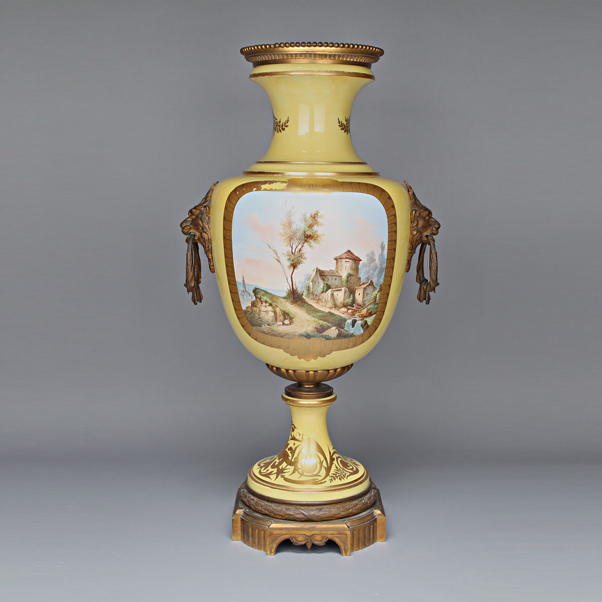Ormolu Mounted ‘Sèvres’ Yellow Ground Large Vase, late 19th century