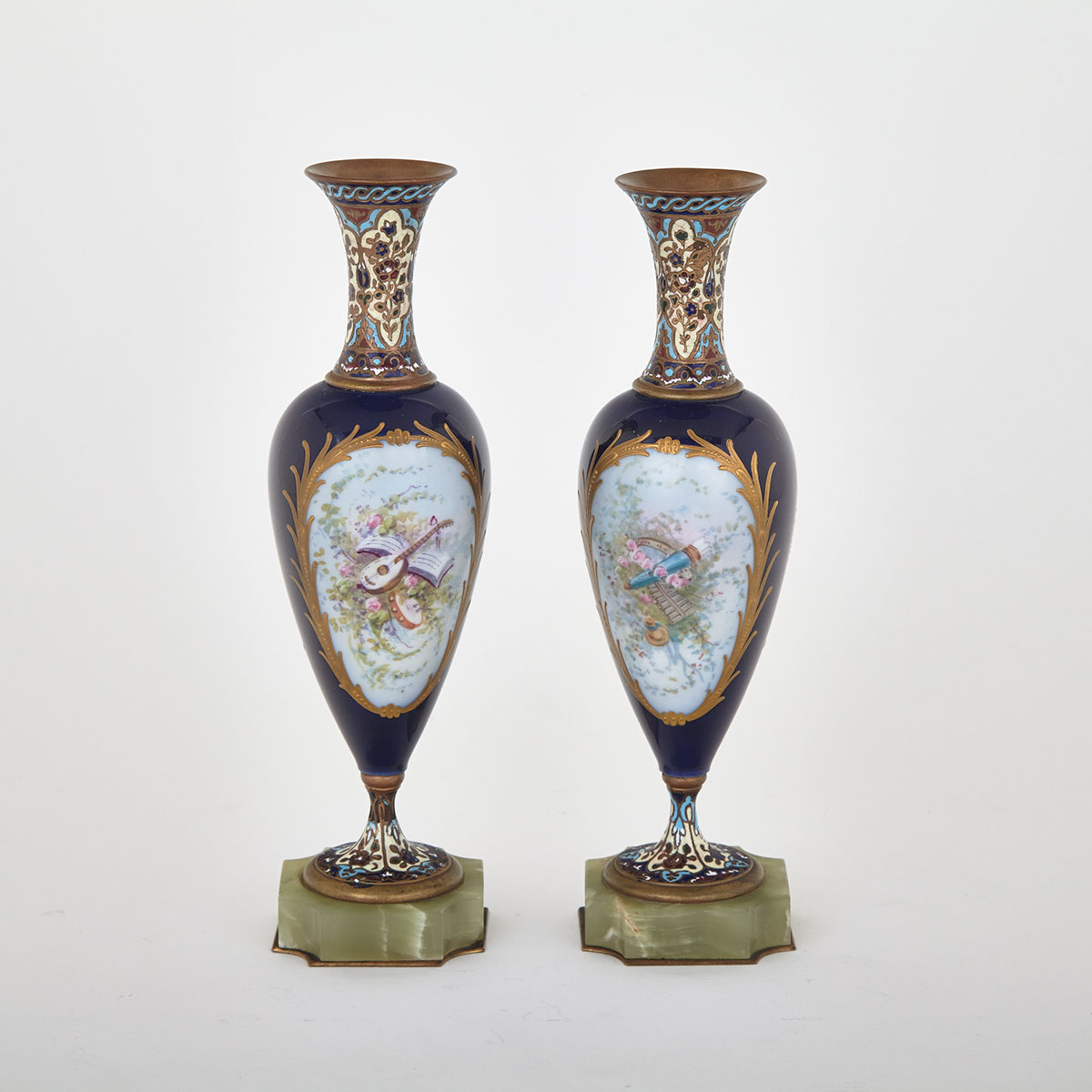 Pair of ‘Sèvres’ Blue Ground Vases, c.1900
