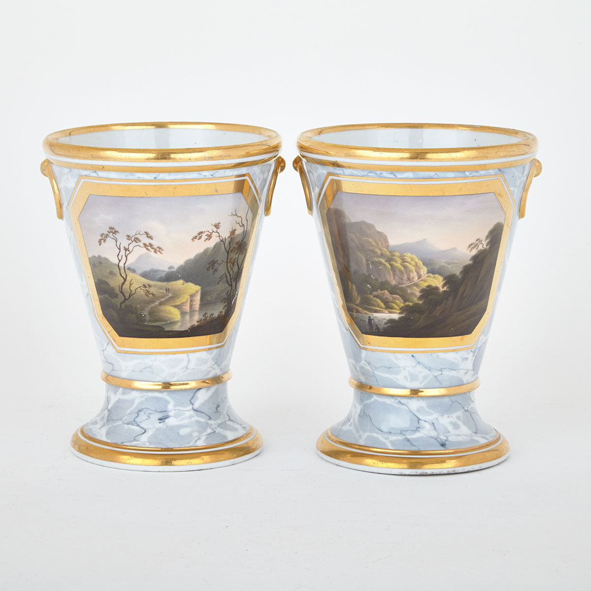 Pair of Barr, Flight & Barr Worcester Grey Marbled Ground Vases, c.1804-13