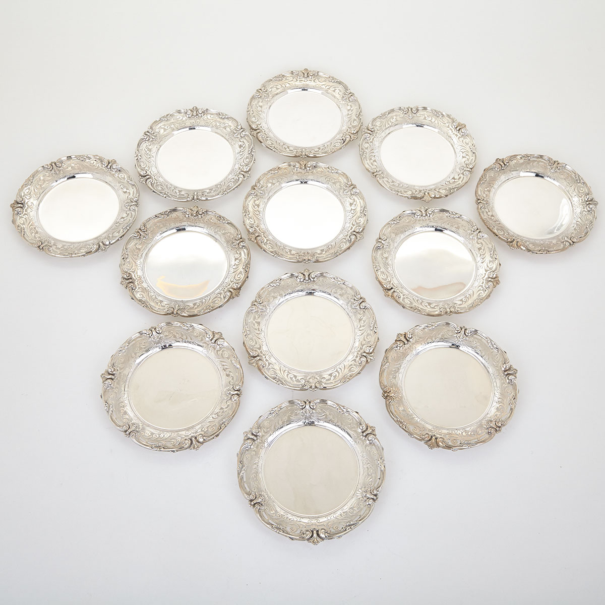 Set of Twelve American Silver Side Plates, Redlich & Co., New York, N.Y., 20th century