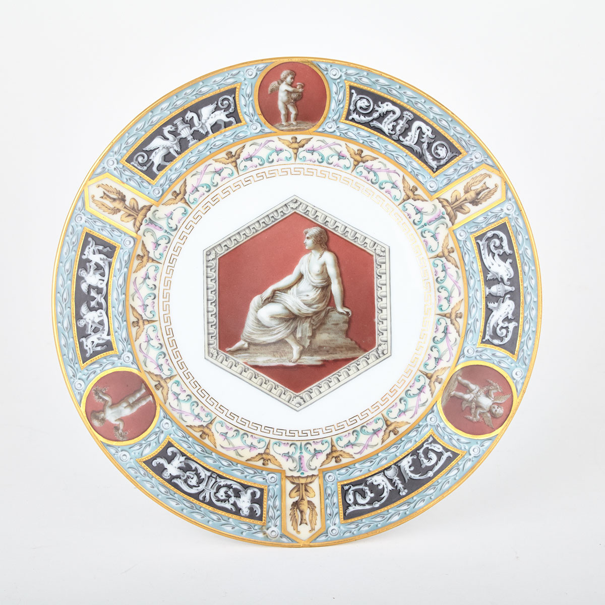 Russian Imperial Porcelain Dinner Plate, from the Raphael Service, period of Alexander III, 1889