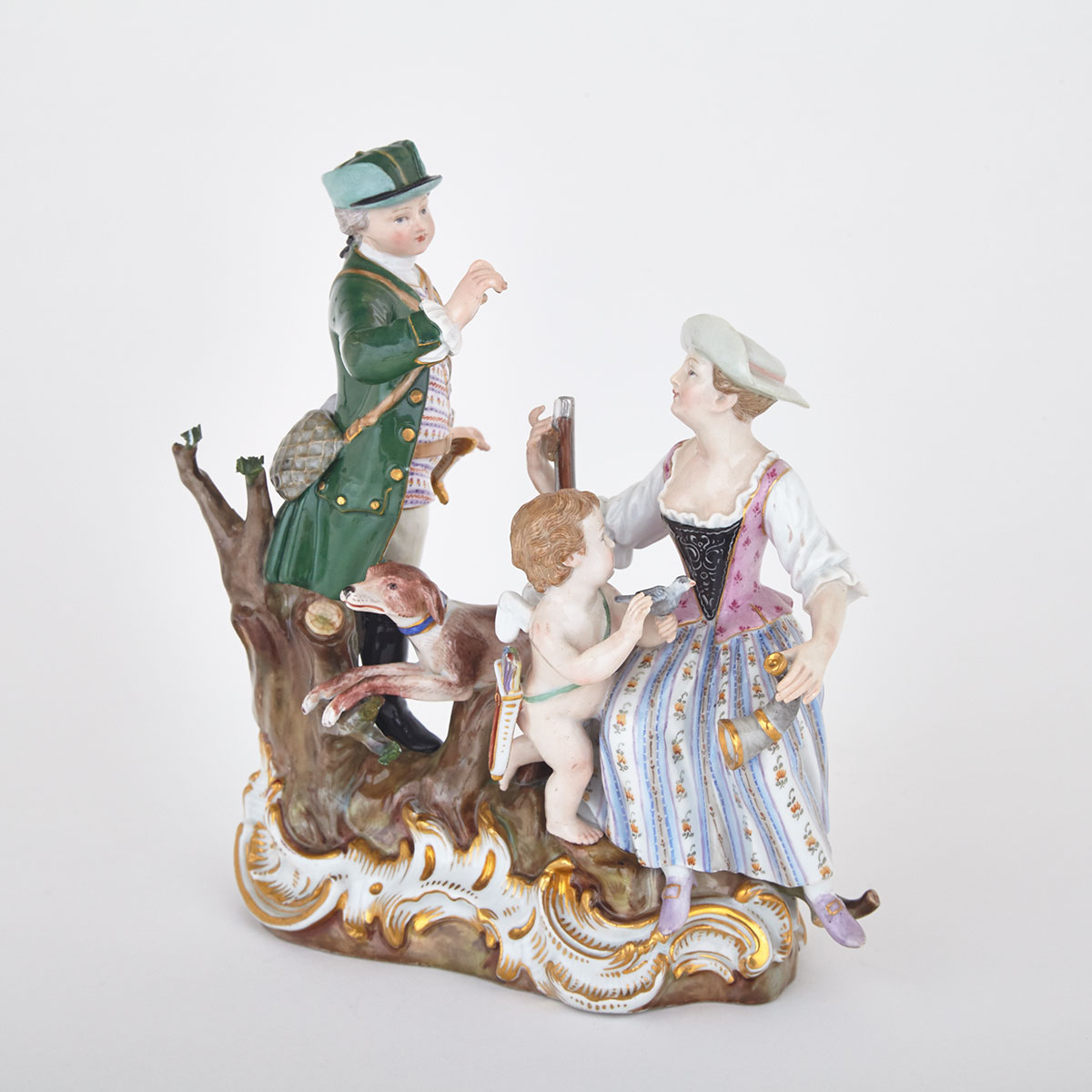 Meissen Figure Group of a Huntsman and Companion, late 19th century