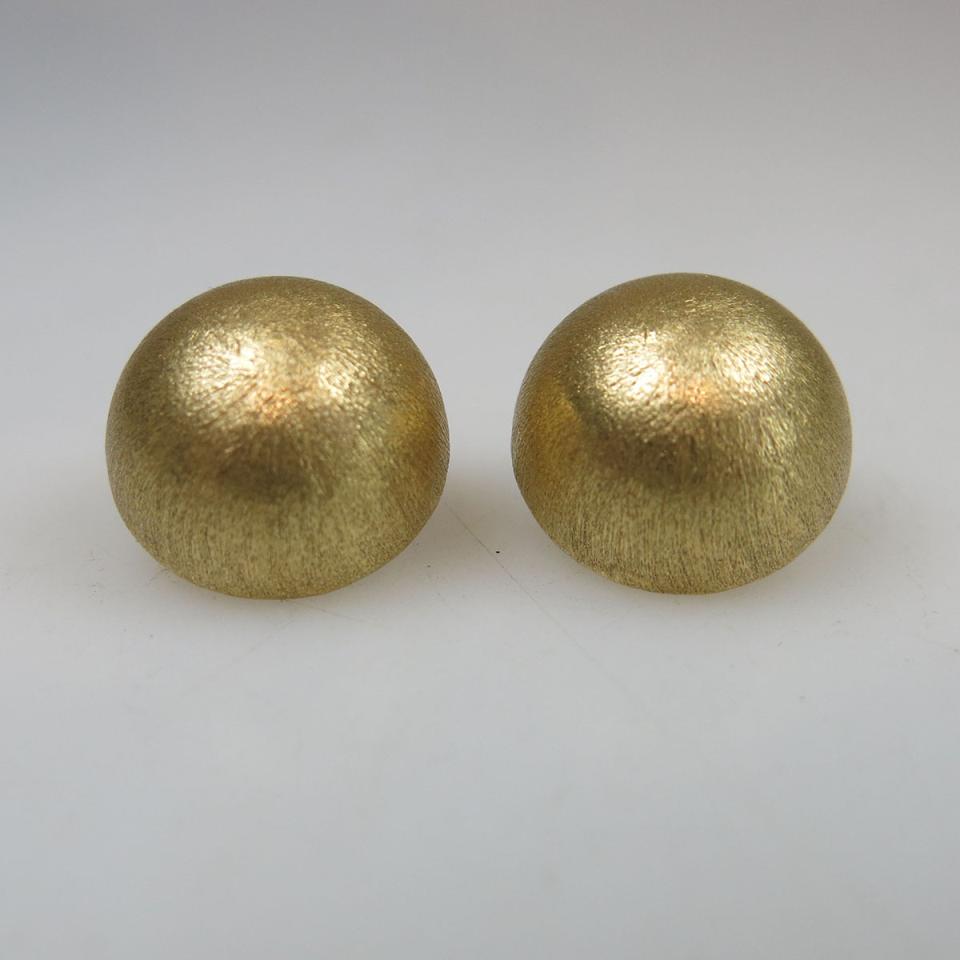 Pair Of 18k Yellow Gold Clip-Back Button Earrings