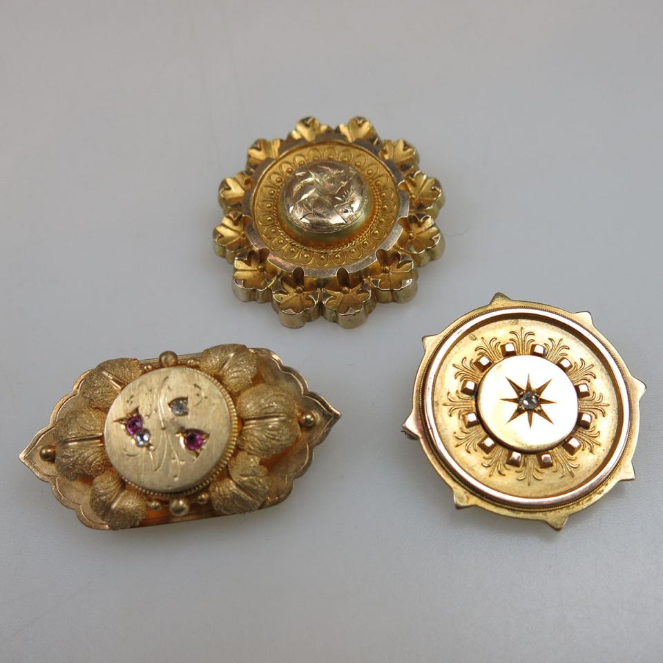 3 Victorian Gold Brooches